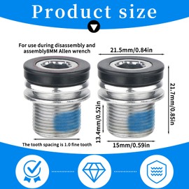CAIKAILIOR Pack of 2 Bicycle Crank Arm Screws with Sealing Ring, M15 Bottom Bracket Screws, M15 Bicycle Hexagon Socket Bicycle Crank Arm Bolts, for E-Bike, MTB, BMX