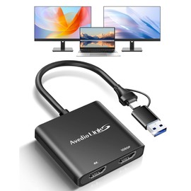 avedio links USB C/USB 3.0 to HDMI Splitter Extended Display, USB C to HDMI Adapter for Windows and Mac OS, Support Displaylink Expand up to 6 Monitors, HDMI Out 1 4K, Out 2 1080P