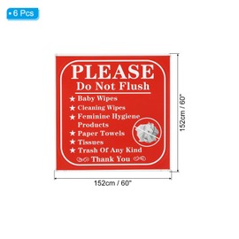 PATIKIL Please Do Not Flush Sign Decals, 6 Pack 60"x 60" Toilet Sign for Bathroom Toilet Warning