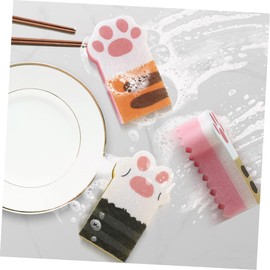 Beavorty 2sets Kitchen Cleaning Tool Scrubbing Sponge Brush Non-Abrasive Durable Multi-Purpose Cleaning 3pcs*2