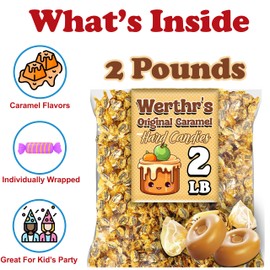 Original Caramel Hard Candies, 2 Lbs Bulk, Classic Caramel Candy Made with Real Butter and Cream, Individually Wrapped for Snacking and Gifting, Appx 165 Pcs
