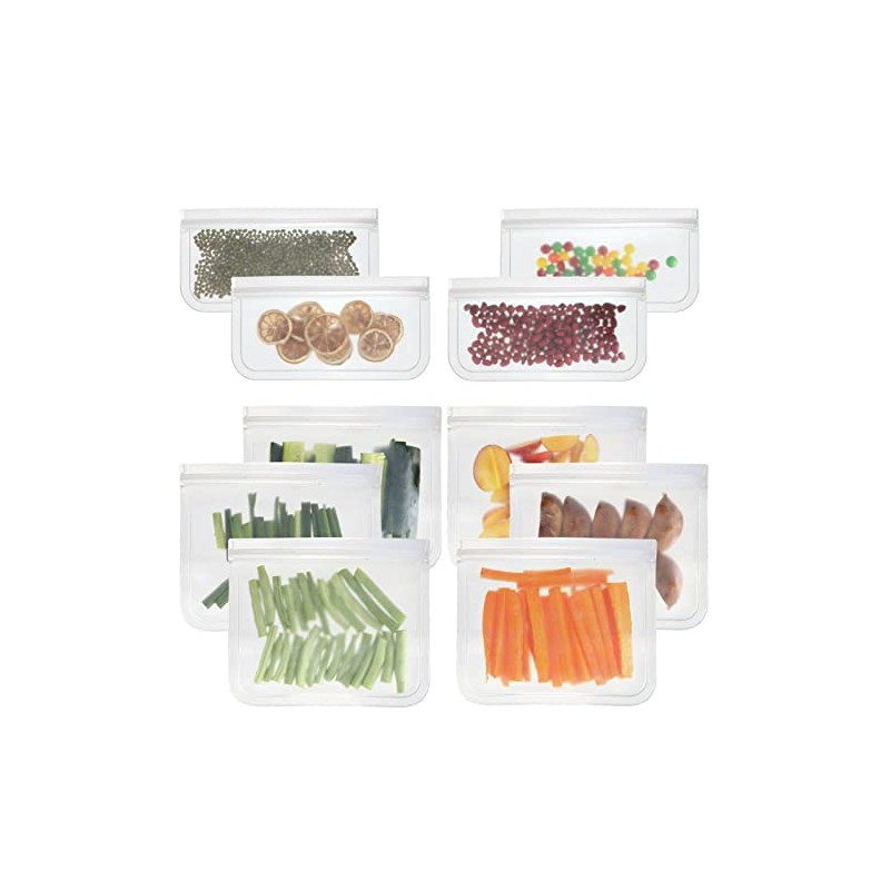 Reusable Ziplock Bag Set Food Storage Clear Extra Strong (10)