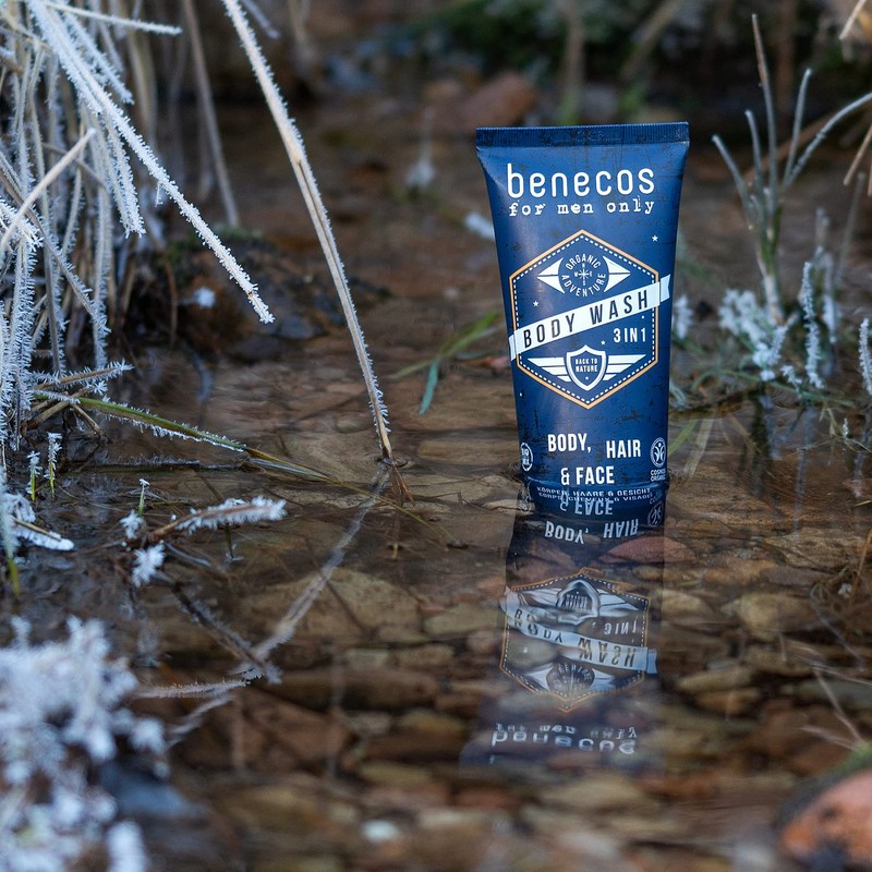 benecos Organic Cosmetics 3-in-1 Shower Gel for Body, Beard Hair