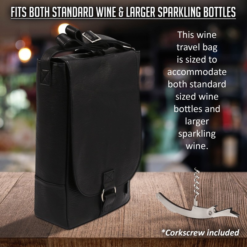 PRIMEWARE 4026-BK Wine Tote Messenger Carrier, Black