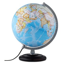 Waypoint Geographic Mariner Plus Illuminated Globe, 12" Blue Ocean-Style World Globe, Up-to-Date Light-Up Globe for Home and Office Decor, 17“ H x 13.5“ W x 12“ D