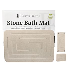 Forever Lifestyle Diatomaceous Earth Bath Mat for Bathroom, 24 x 15 Inch Ultra Absorbent Bath Mat,Fast Dry Stone Drying Mat, Non Slip Modern and Stylish Design (Light Grey-Maze)