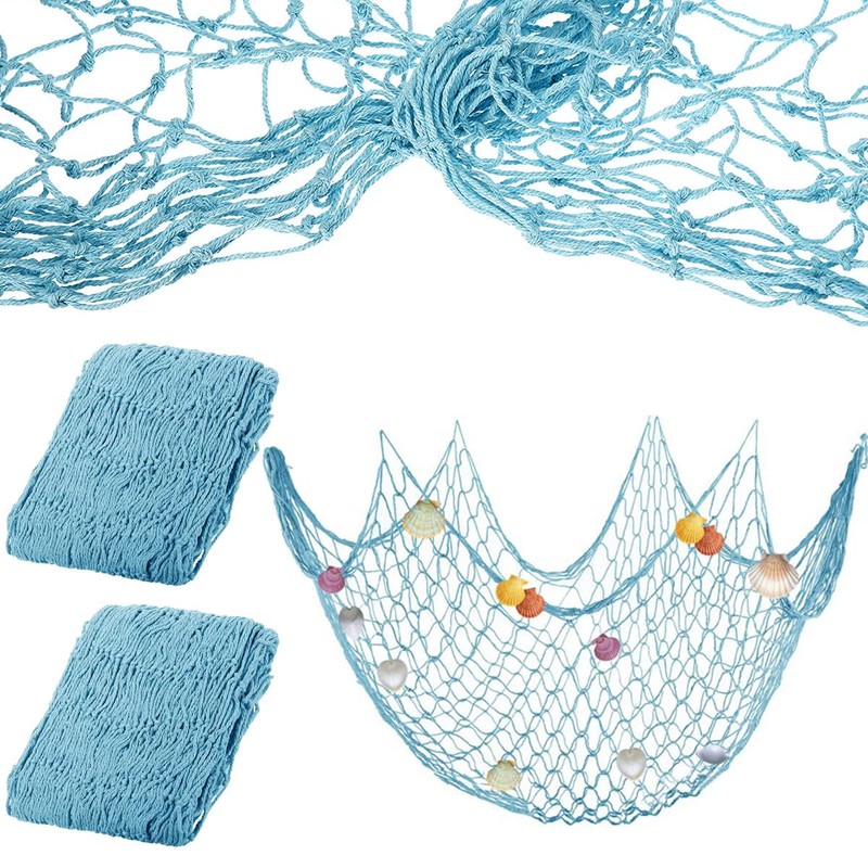 Abizarch 2 Pcs Fish Netting Decoration Beige Nautical Fish Net