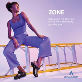 Anywear Zone - Zapatos de enfermera para hombre y mujer, antideslizantes para atención médica, jardinería y servicio de alimentos, azul marino (ancho), 5 Wide