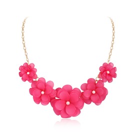 Flyonce Flower Collar Necklace, Floral Flower Statement Summer Beach Chokers Necklaces for Women, Costume Jewelry Gifts Hot Pink