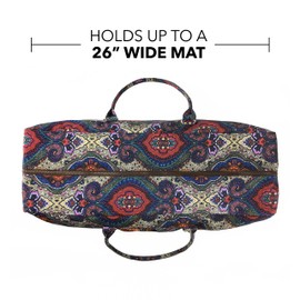 Kindfolk Yoga Mat XL Duffel Bag Extra Large Patterned Canvas with Pocket and Zipper
