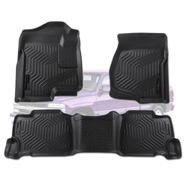 orealtrend Replacement for GMC Sierra/Silverado 1500 Crew Cab 2007-2013 & Sierra/Silverado 2500 3500 Crew Cab 2007-2014 Floor Mats Liners Front Rear All Weather Custom Fit Black Car Rug Carpet