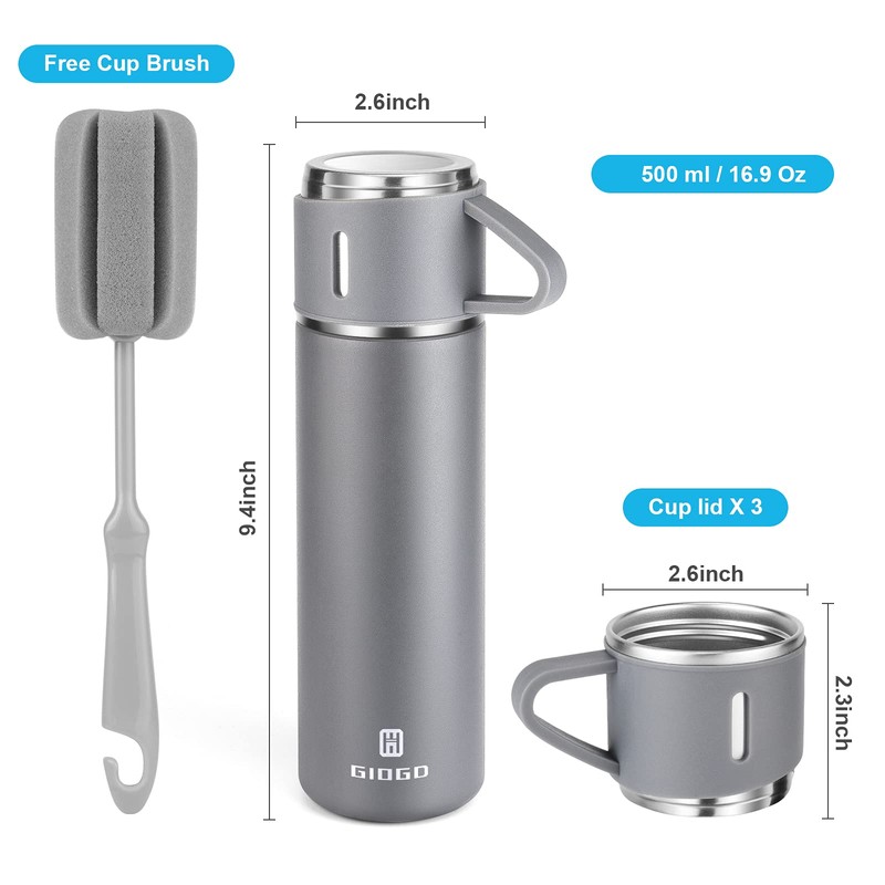 Stainless Steel Thermo 16.9oz Vacuum Insulated Bottle with Cup for