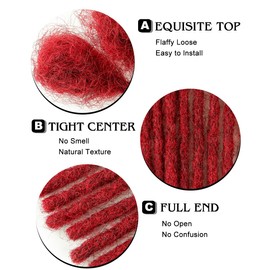 Cypsin Burgundy# 8inch 30 Strands 100% Human Hair Dreadlock Extensions, 0.6cm Width Full Handmade Loc Extensions Human Hair for Men Women Kids, Permanent Dread Extensions Can Be Dyed Bleached Curled