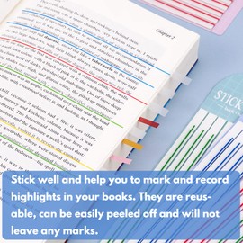Ruksifg 2480 Sheets Transparent Highlighter Tape Removable Sticky Tabs Highlighter Strips for Note Taking,Page Marker,Book Annotation Supplies