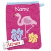 Children's Flamingo Wash Mitt Embroidered with Name, Baby Toddler Wash