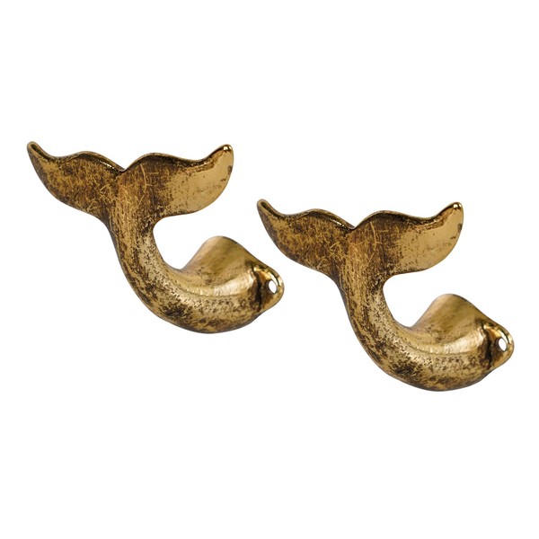 SOFFEE DESIGN 2PCS Golden Metal Coat Hooks Mermaid Tail, Decorative