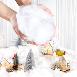 Supoice Christmas Fake Snow Decorations 7 Ounce, High Resilience Fluffy Fiber Stuffing Artficial Snow Cotton for Christmas Village Display, Tree, Table