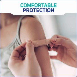 Care Science Antibacterial Fabric Adhesive Bandages, 100 ct Assorted Sizes | Flexible + Breathable Protection Helps Prevent Infection for First Aid and Wound Care