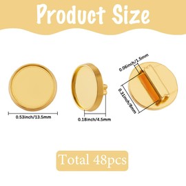 SUNNYCLUE 1 Box 48Pcs Gold Slide Charms Cabochon Base Setting Bulk Round Bezel Tray Small Metal Alloy 8mm Hole Slider Beads for Jewellery Making Supplies DIY Crafts Wristbands Bracelets Adults Women