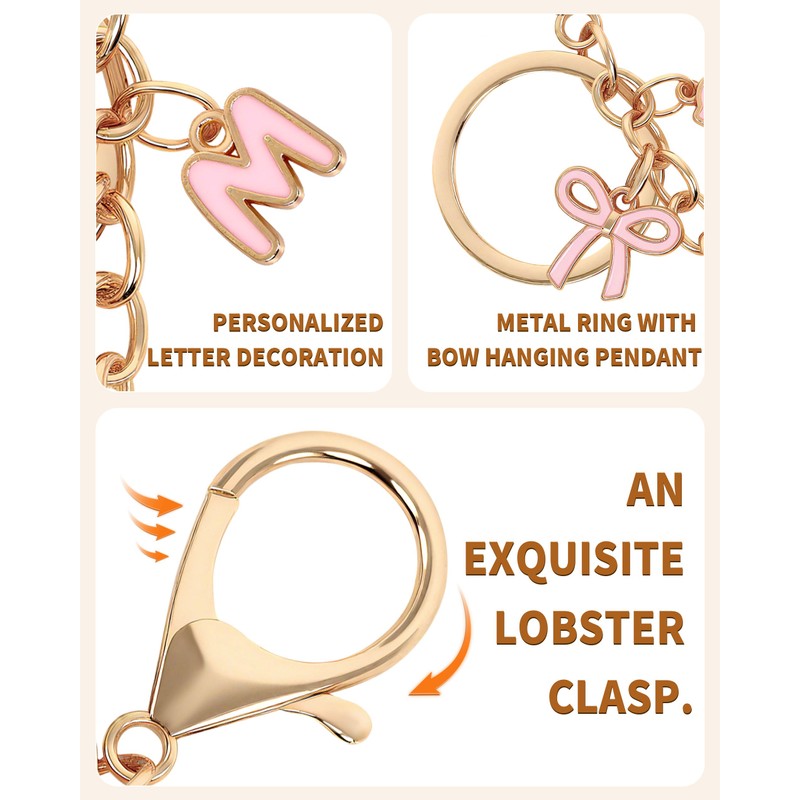 Popizard Bow Purse Charms Keychain - M Pink Bow Alphabet
