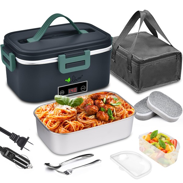 Vovoir 1.8L Large Electric Lunch Box,80W 110V/12V/24V 3 in 1