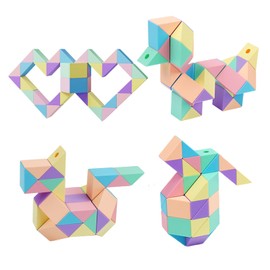 MOYU BLOCK 48 Blocks Macaron Cube Party Favors Magic Snake Cube Fidget Toy Snake Cube Macaroon Twist Puzzle Cube Classroom Rewards Good Birthday Gift for Kid(48 Wedges)
