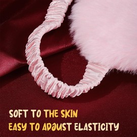 Plush Eye Mask Soft Sleeping Blindfold Furry Eye Cover Comfortable Satin Sleeping Mask Nap Night Eyeshade Cover for Women Men (Pink)