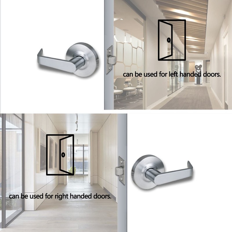 HISAFE Heavy Duty Commercial Passage Door Lever, Satin Chrome Finished