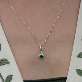 Lily Charmed - 925 Sterling Silver May Birthstone Necklace - Emerald