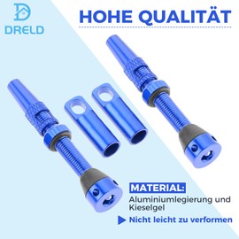 DRELD Pack of 2 Bicycle Tubeless 44 mm, 1 Pair of Presta Tubeless Valves, MTB Tube Valves, Bicycle Tubeless Presta Aluminium Alloy, Tubeless Presta Valve Stem (44 mm Blue)