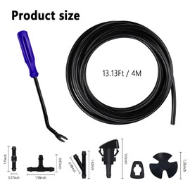 Windshield Washer Nozzles Hose Kit,Hose Connectors,Windshield Washer Spray Nozzle and Gaskets,Compatible with Dodge,Ram,Chrysler (Windshield Washer Nozzles Kit&Blue Removal Tool)