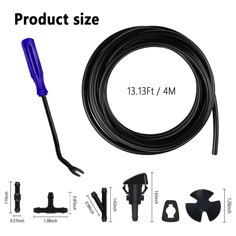 Windshield Washer Nozzles Hose Kit,Hose Connectors,Windshield Washer Spray Nozzle and