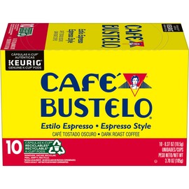 Café Bustelo Espresso Style Dark Roast Coffee, Keurig K-Cup Pods, 10 Count Box