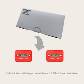 2 Pieces-HonorMeet Digital Small Engine Hour Meter,Total Running Hours Counter for Generator,Spark Plug Inductive Activated for Gas Engine Lawn Mower Chainsaw Compressor Motorcycle Boat etc. (2 REDS)