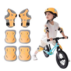 6 Piece Set of Protectors for Kids, Wrist/Elbow/Knee Pads, Kids' Protector, Skateboarding, Cycling, Skating, Wrist Guard and Adjustable Strap, Ages 5 - 12 Years, Multi-Sport Guard to Protect Child