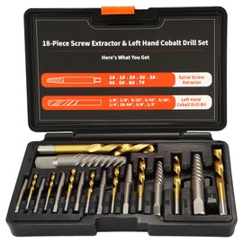 UYECOVE 18Pcs Screw Extractor and Left Hand Drill Bit Set, Easy Out Broken Bolt Remover Reverse 6542/4341 HSS Steel Cobalt, Bolt Extractor Kit for Remove Stripped Screws, Damaged Bolts Studs