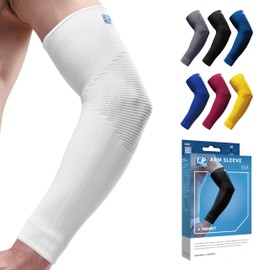 LP SUPPORT 668 Compression Elbow Sleeve - Arm Sleeve for Workouts, Sports & Weightlifting - for Golf and Tennis Elbow Brace for Men & Women (White, M, 1pcs)