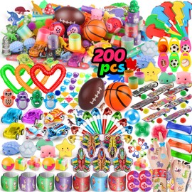 nicknack 200 Pieces Children's Birthday Party Bag Set for 5-10 Years - Party Bags for Party Favours, Goodie Bags & Pinata Filling - Small Toy as Giveaways and Gift Ideas