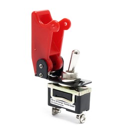 Wiltec Kill Switch ON-OFF 12V 35A Rocker Switch with Red Cap Seal Knock Out for Tuning