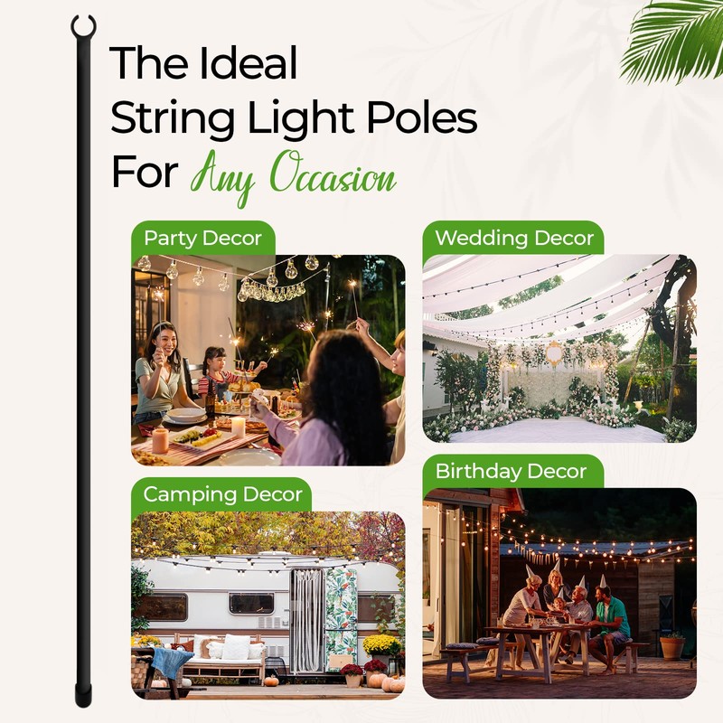 IDZO Heavy Upgrade Duty Outdoor String Light Pole for Deck