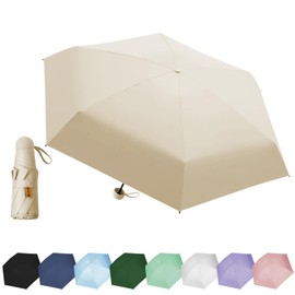 EEPLUYTY Mini Umbrella, Six Bone Umbrella, UV Protection Umbrella, Outdoor Sun Protection Umbrella, Rain or Sunshine Umbrella, UV Protection and Portable, Warm sand colour
