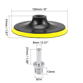 sourcing map 6" Hook and Loop Backing Pad Sanding Polishing Backer Plate with M14 Drill Adapter for Random Orbit Sander Polisher Buffer