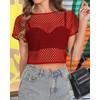 Womens Sheer Mesh Top Fishnet T Shirts Short Sleeve See