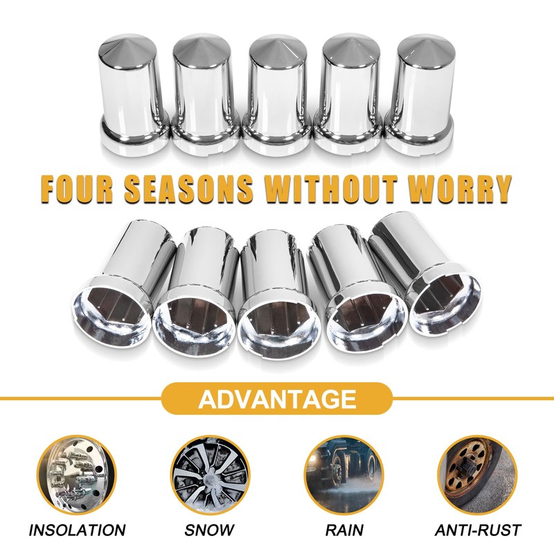 HQALTY 40PCS 33mm Lug Nut Covers Bullet Flanged ABS Chrome
