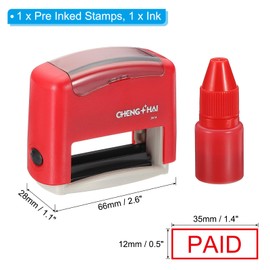 YOKIVE Paid Self Inking Rubber Stamp, Office Ink Business Stamp for Office Documents, Paperwork, Warehouse, Label (Red)