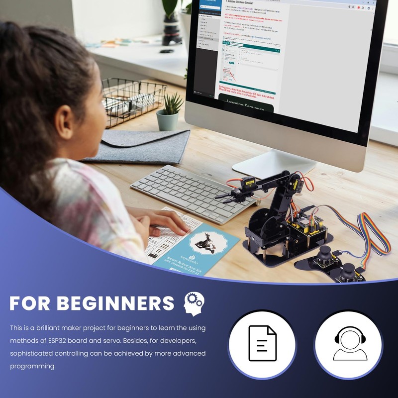KEYESTUDIO ESP32 Smart Robot Arm Kit for Arduino with Joystick,
