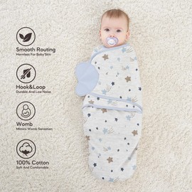 Susurration Swaddle Sleep Sacks 3 Pack 100% Cotton Easy Swaddle Blanket Small Baby Wrap for 0-3 Months Newborn Infants Essentials, Adjustable Wearable Sleeping Sack for Babies Girl Boy (Galaxy)