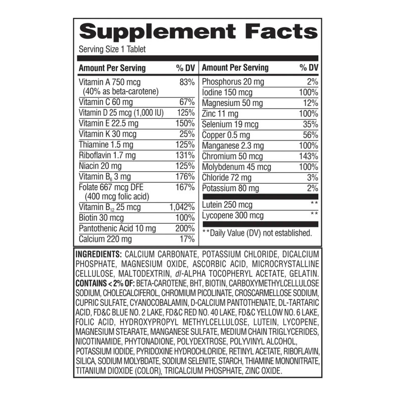 Equate Suplemento Multivitamínico Y Multimineral Adultos 50+ Suplementos