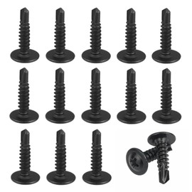KAEGOUSY 100PCS Self Drilling Screws 4.2x19 mm Black Wafer Head Screws Wafer Head Screws Steel Self Tapping Screws for Wood Drywall Metal Plastic Panels Sheet Metal