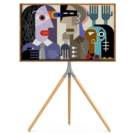 UPGRAVITY Easel TV Stand with Tripod Base for 45-65 inch LED LCD OLED Flat Screens, 180°Swivel TV Floor Stand for Apartment, Bedroom, Studio - Height Adjustable Portable TV Stand w/Cable Ties, Gray